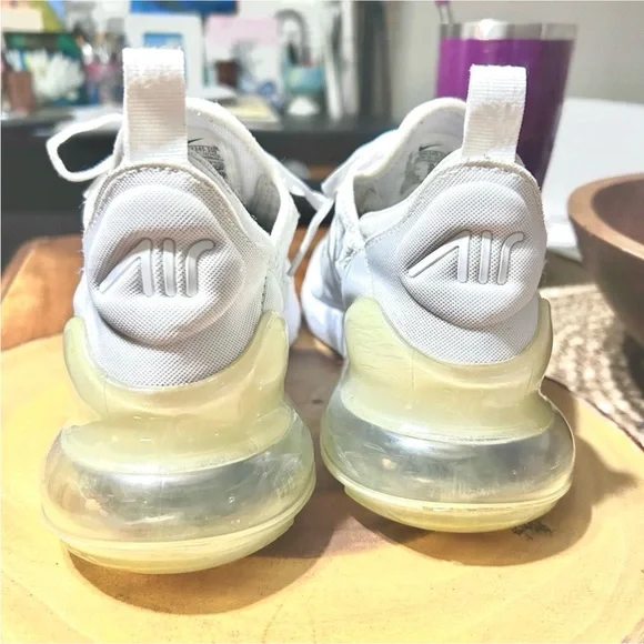 Nike Air Max 270 Sneakers White/Cream Size 4 Youth - Picture 4 of 12